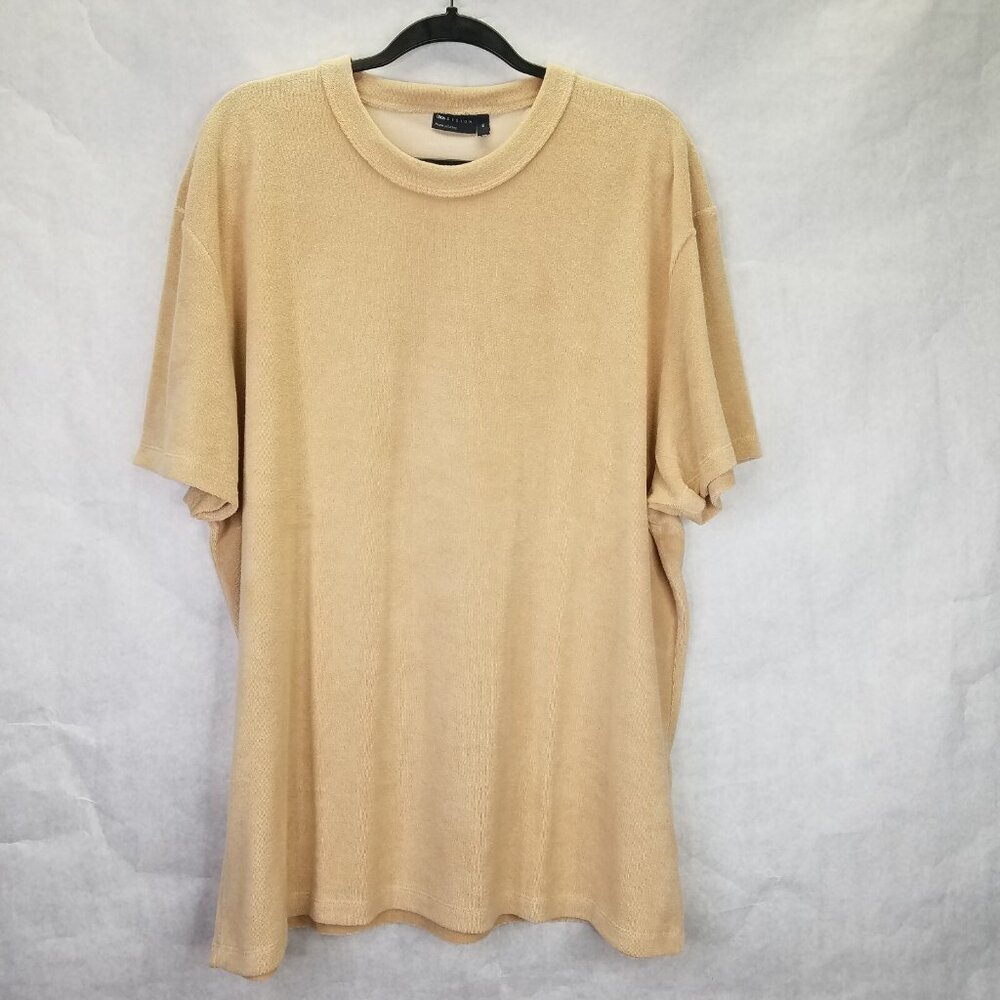 ASOS DESIGN Oversized Textured T-shirt Men 2XL Brown Chanterelle Terry Crew Neck